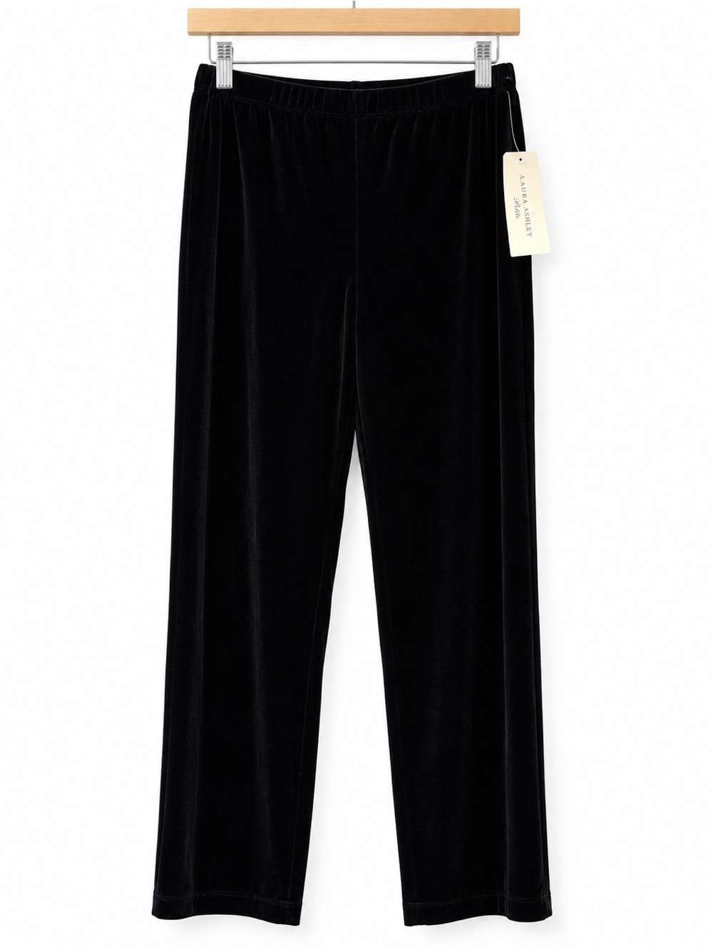 Laura Ashley Petite Black Velvet Pants PM NWT Stretch Holiday Dress Pants